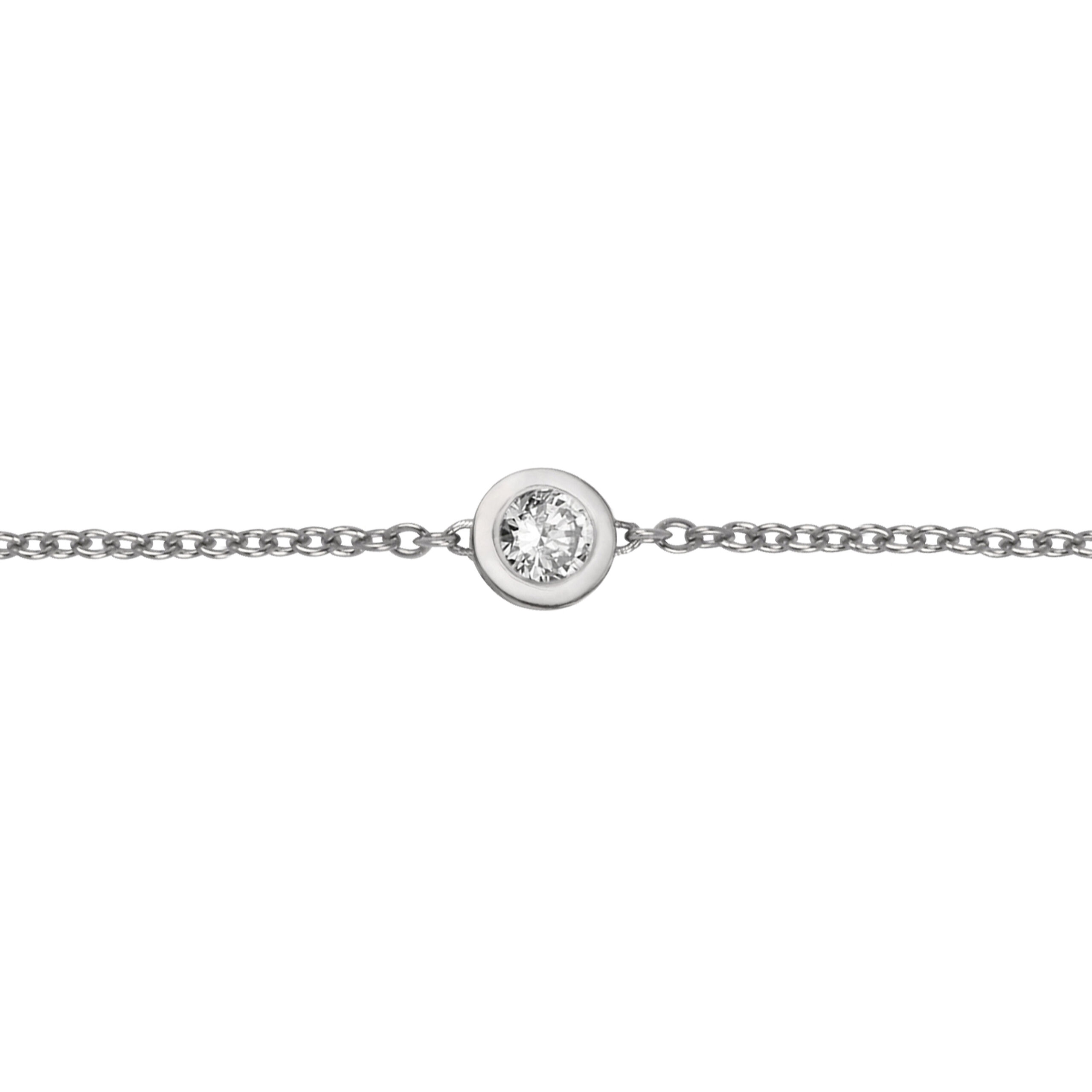 Bracelet diamant rond solitaire en or abordable et pas cher pour femme. Marque de Joaillerie fine de luxe moderne et tendance. Cadeau de noël, d'anniversaire et de mariage idéal. Fabriqué en France.