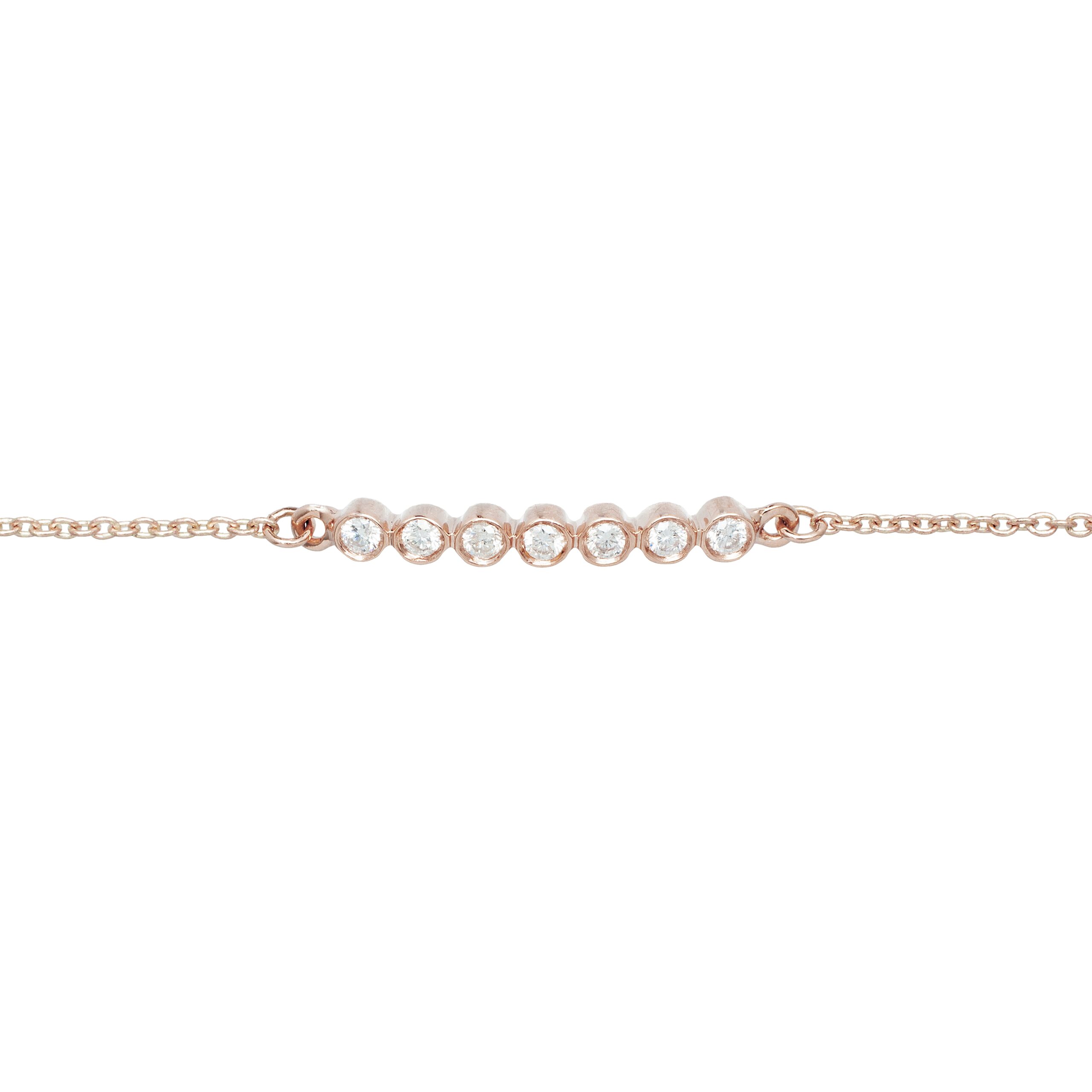 Bracelet en or rose et diamants made in France, bijou tendance rock pour femmes, idéal pour anniversaire ou cadeau de mariage.