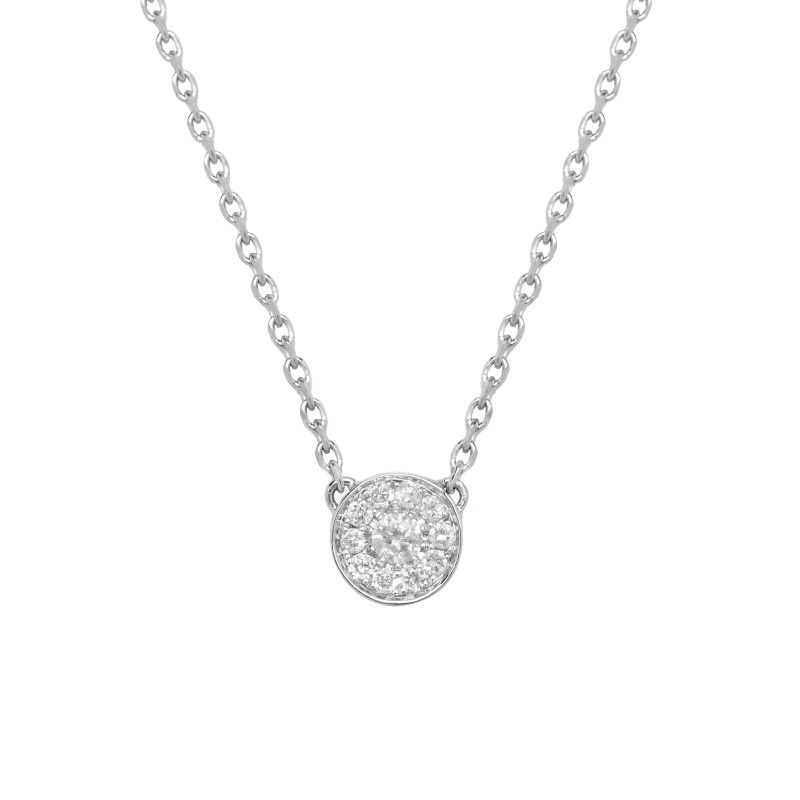 Collier chainette rond en or blanc et en diamants, à superposer ou à accumuler est prisé par les stars et célébrités. Ce bijou de joaillerie fine fabriqué en France est un cadeau idéal pour l'anniversaire d'une femme.