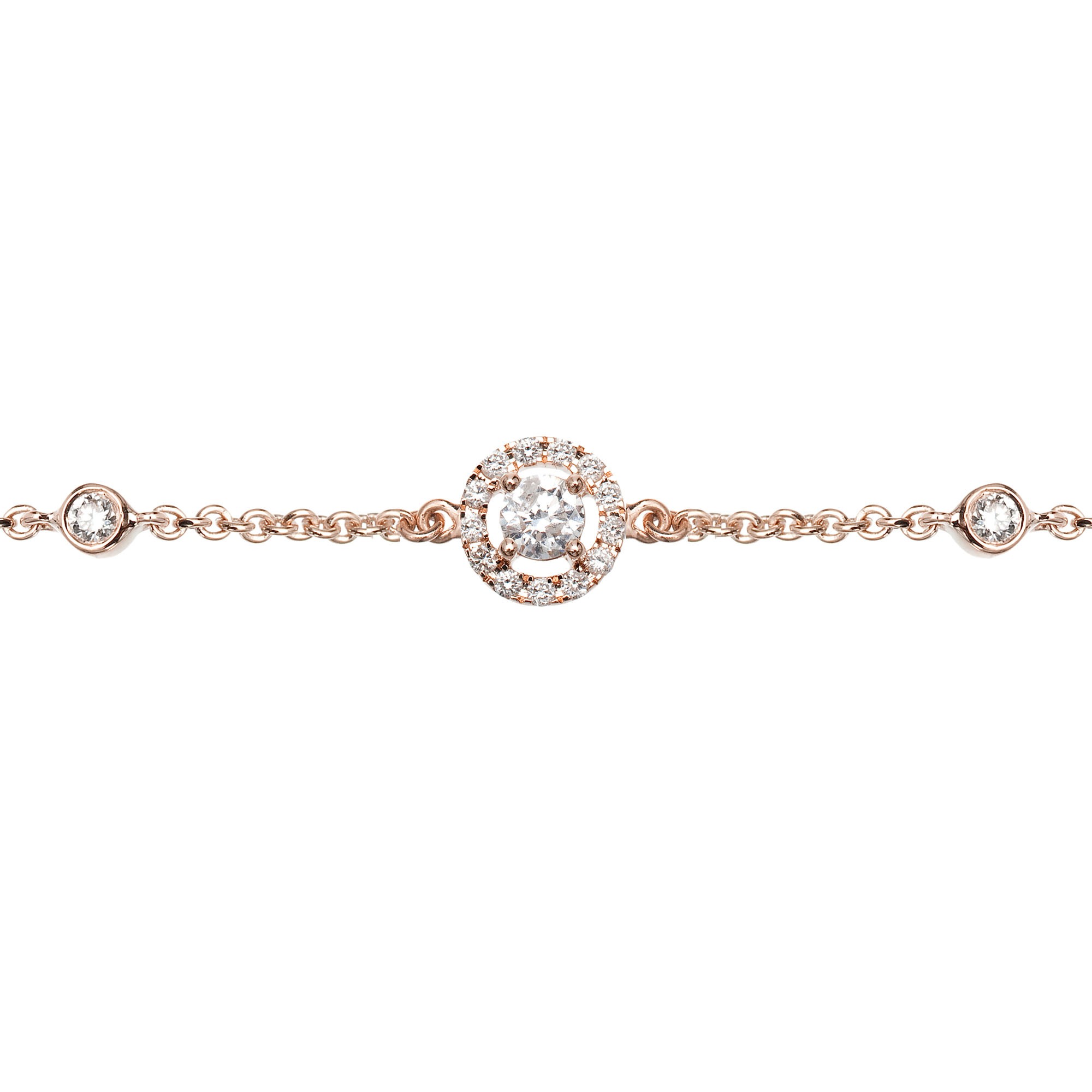 Bracelet chainette en or rose et diamants. Bijoux de luxe élégants et raffinés. Marque de Joaillerie fine moderne. Idéal en cadeau de noël, d'anniversaire et de mariage. Fabriqué en France.