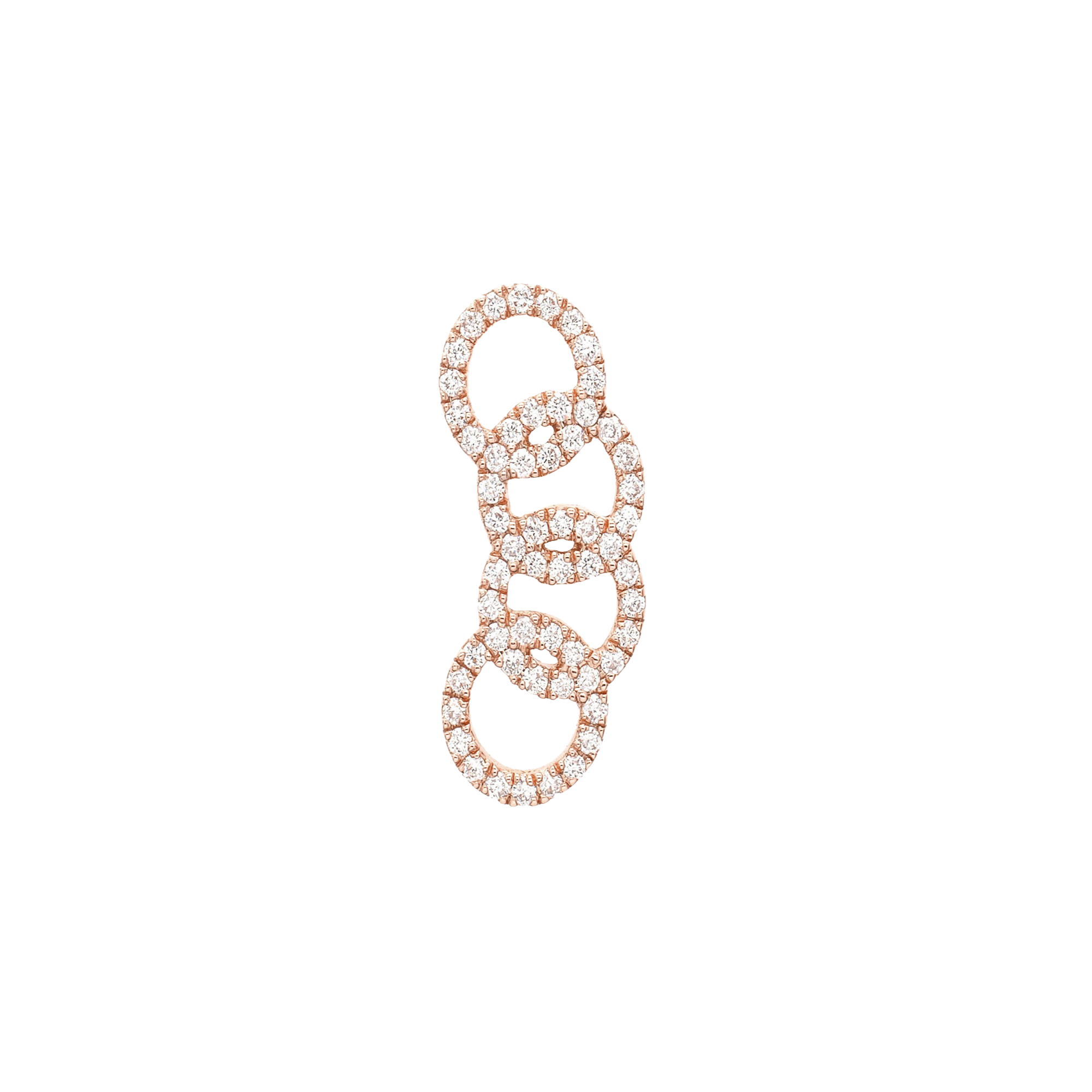 Mono boucle d'oreilles montante en or rose et diamants fabriqué en France, bijou cadeau tendance rock pour femmes.