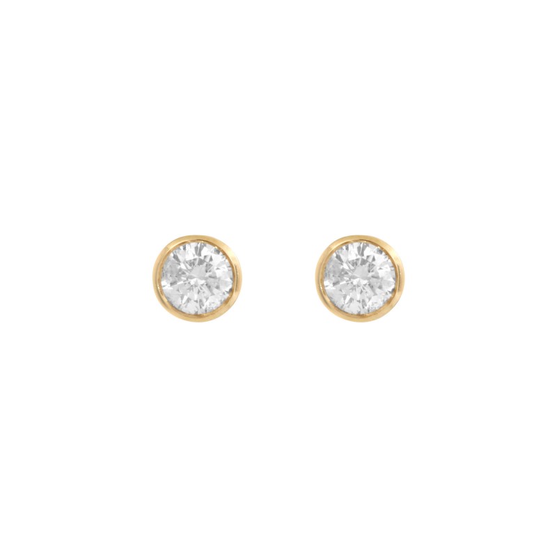 Boucles d'oreilles puces rondes en diamants et or jaune est un bijou piercing fabriqué en France pour femmes, très prisé par les célébrités, c'est un cadeau idéal pour anniversaire, mariage ou naissance.
