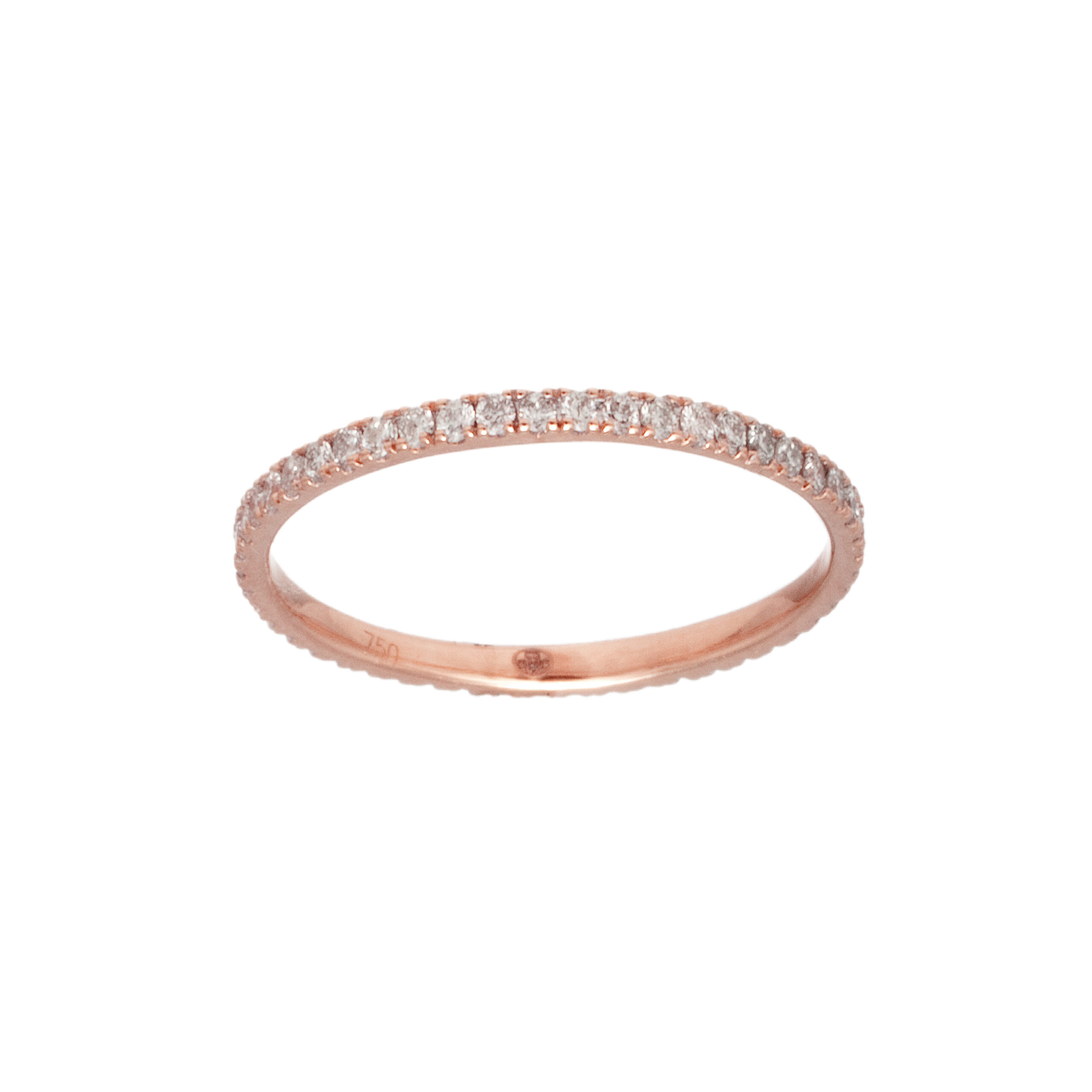 Bague alliance de fiançailles en or rose et diamants pour femme, bijou de joaillerie fine fabriqué en France est un cadeau idéal.