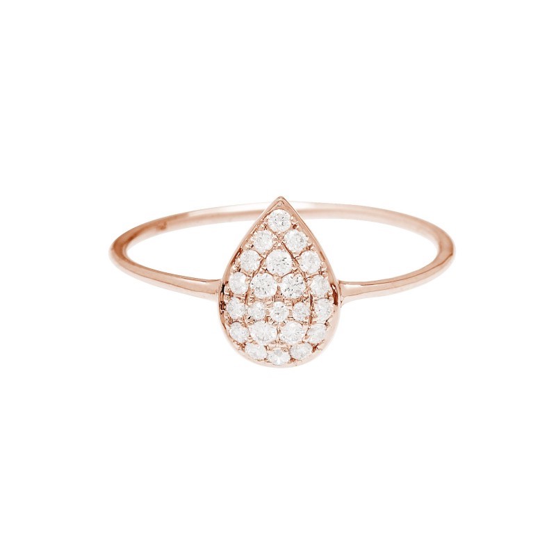 Bague poire et diamants en or rose est un bijou de joaillerie fine fabriqué en France et un cadeau idéal pour un anniversaire, des fiançailles ou un mariage.