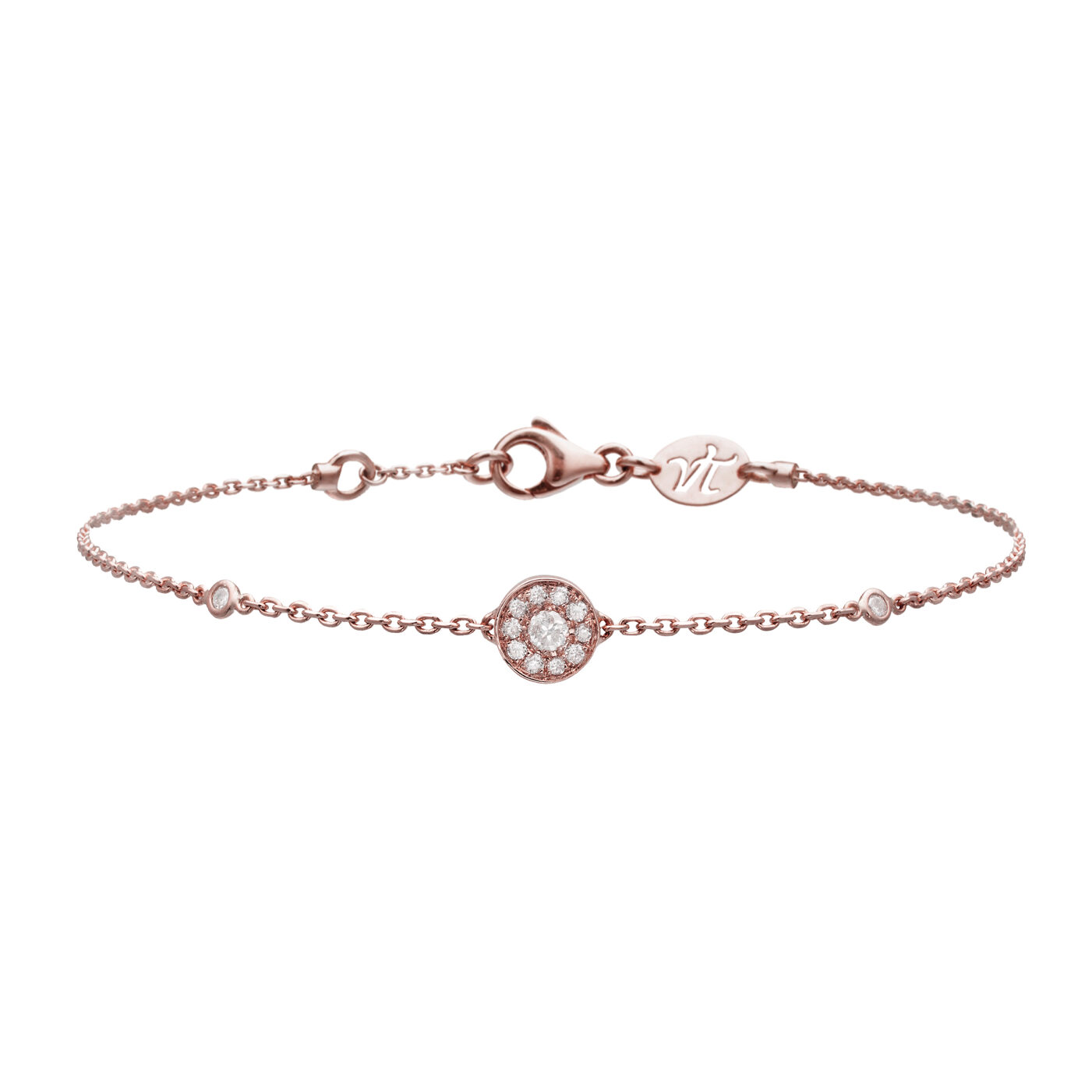 Bracelet rond fin en or rose et diamants pour femmes, à superposer ou à accumuler. Ce bijou de joaillerie fine fabriqué en France est prisé par les stars et célébrités et est idéal en cadeau de Noël, d'anniversaire, d'amitié ou d'amour.