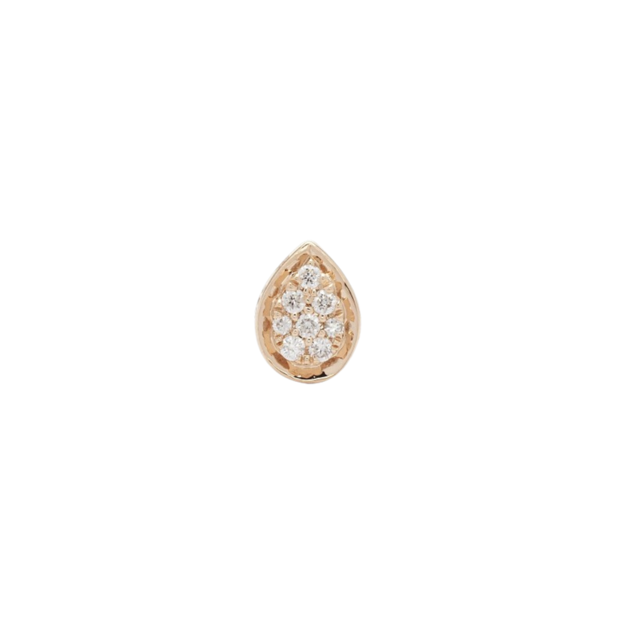 Mono boucle d'oreille puces en diamants forme poire et or rose fabriqué en France bijou chic pour femmes, cadeau idéal pour anniversaire, mariage ou naissance.