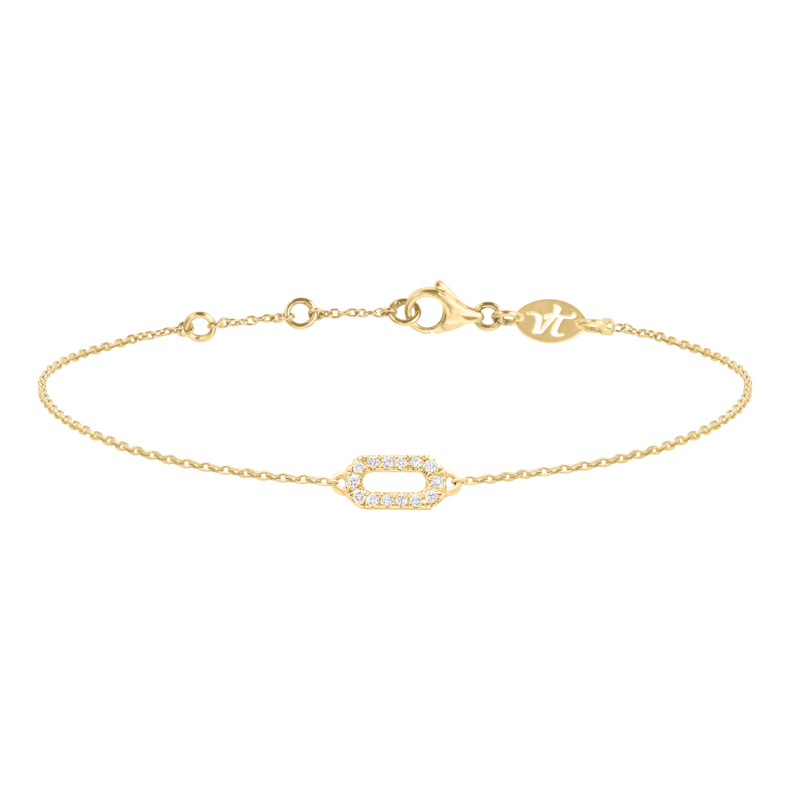 Bracelet chaine en or jaune et diamants tendance à superposer ou à accumuler, prisé par les stars et célébrités. Ce bijou de joaillerie fine pour femme fabriqué en France est le cadeau de noël, d'anniversaire, d'amour ou d'amitié idéal.