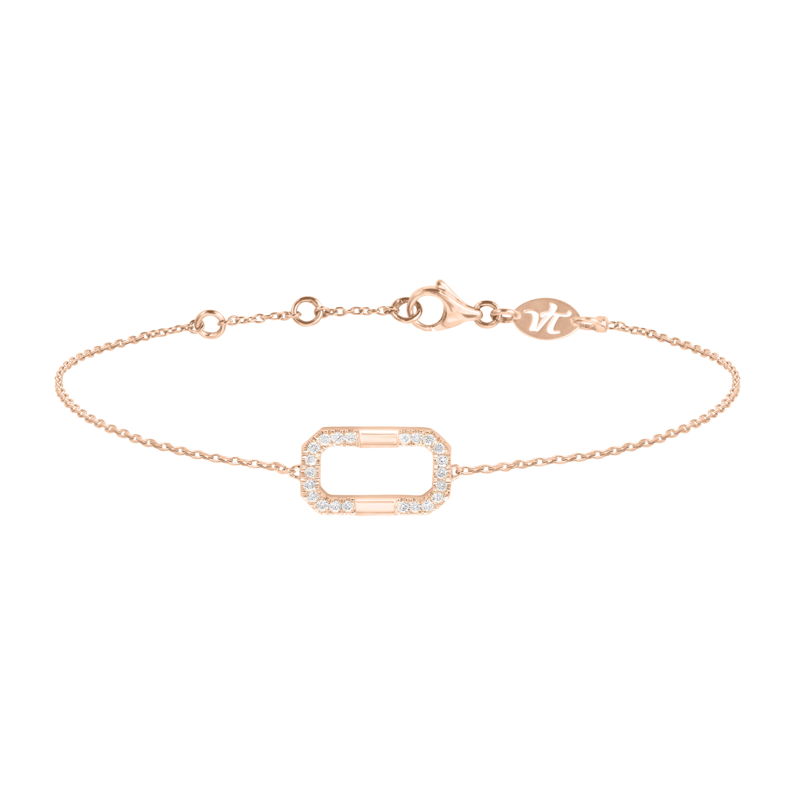 Bracelet en or rose et diamants élégant et raffiné. Marque de Joaillerie fine de luxe mode et tendance. Bijou moderne pour femme. Cadeau de noël, d'anniversaire et de mariage idéal. Fabriqué en France.