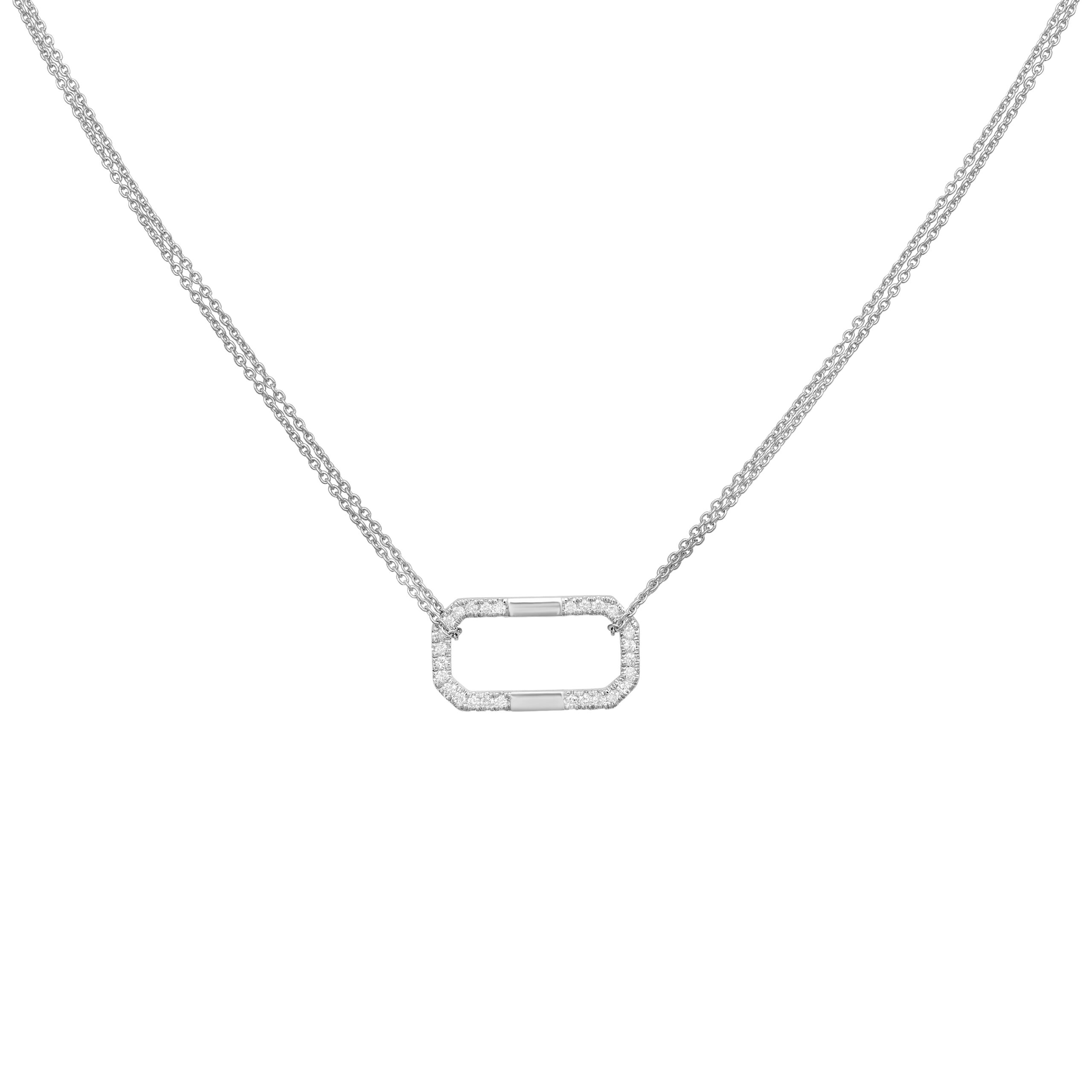 Collier en or blanc et diamants élégant et raffiné. Marque de Joaillerie fine de luxe mode et tendance. Bijou moderne pour femme. Cadeau de noël, d'anniversaire et de mariage idéal. Fabriqué en France.